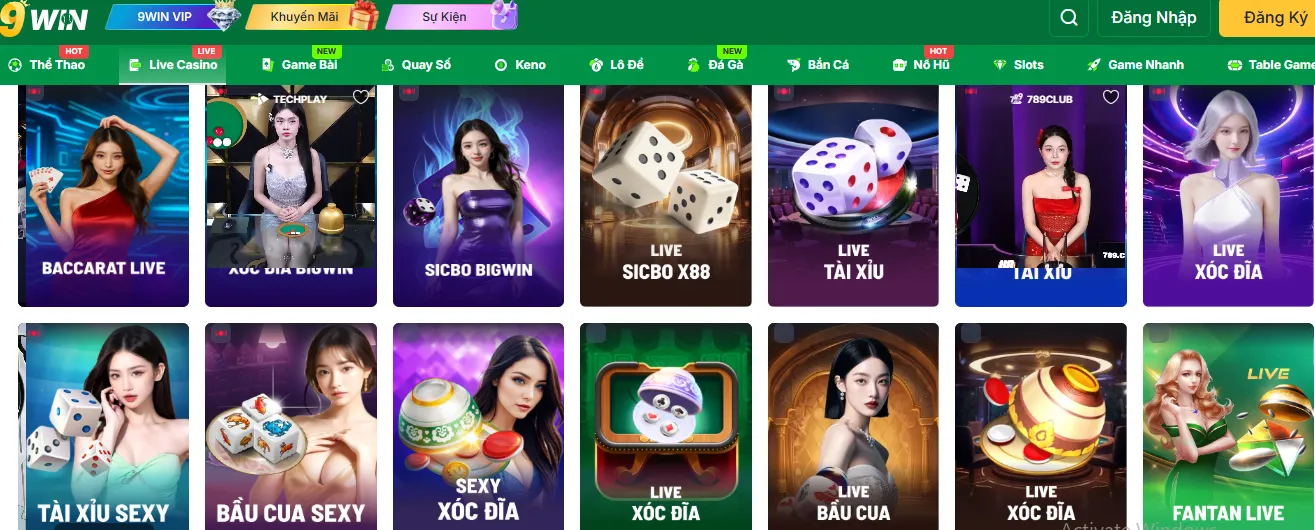 Đa dạng thể loại tài xỉu tại 9win