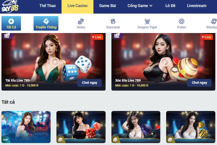 Sản phẩm đa dạng tại Sky88